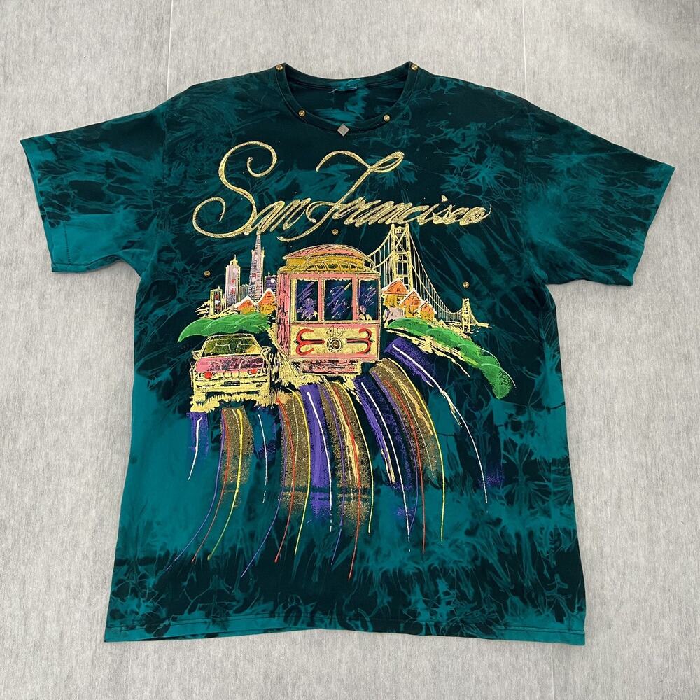 VINTAGE San Francisco Shirt Adult One Size Cable Car Golden Gate Hand Painted OS
